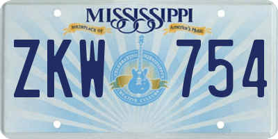 MS license plate ZKW754
