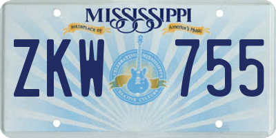MS license plate ZKW755