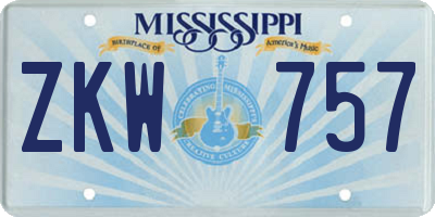 MS license plate ZKW757