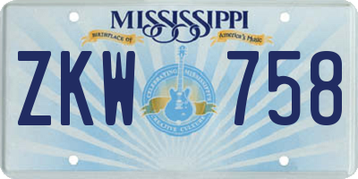 MS license plate ZKW758