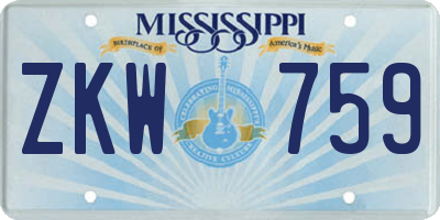 MS license plate ZKW759
