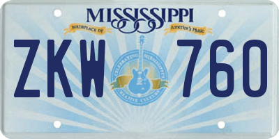 MS license plate ZKW760