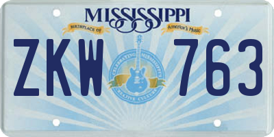 MS license plate ZKW763