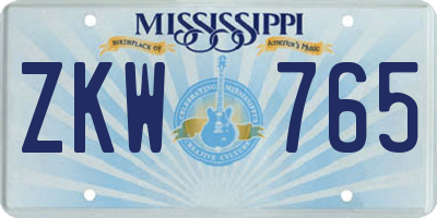 MS license plate ZKW765