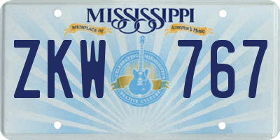 MS license plate ZKW767