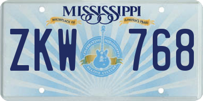 MS license plate ZKW768