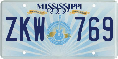 MS license plate ZKW769