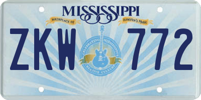 MS license plate ZKW772
