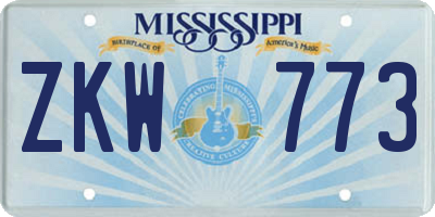 MS license plate ZKW773