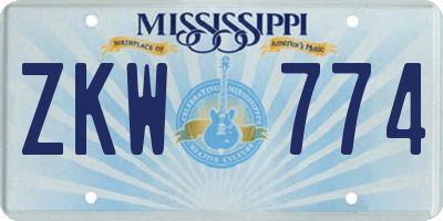 MS license plate ZKW774