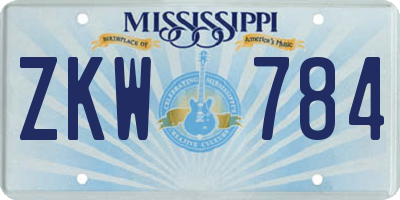 MS license plate ZKW784