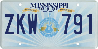 MS license plate ZKW791