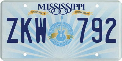 MS license plate ZKW792