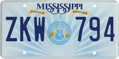 MS license plate ZKW794