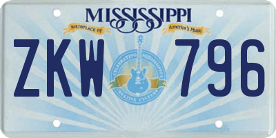 MS license plate ZKW796