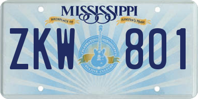 MS license plate ZKW801