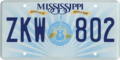 MS license plate ZKW802