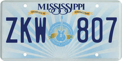 MS license plate ZKW807