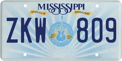 MS license plate ZKW809