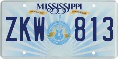 MS license plate ZKW813