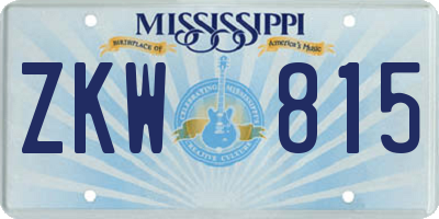 MS license plate ZKW815