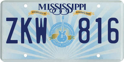 MS license plate ZKW816