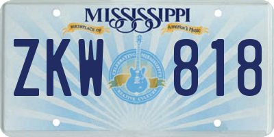MS license plate ZKW818