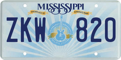 MS license plate ZKW820