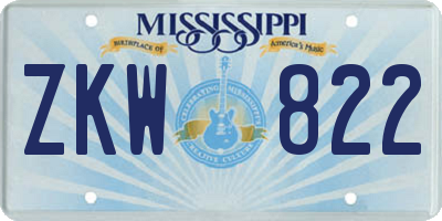 MS license plate ZKW822