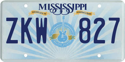 MS license plate ZKW827