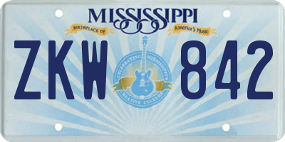 MS license plate ZKW842