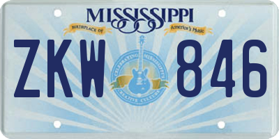 MS license plate ZKW846