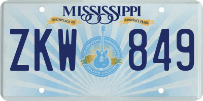 MS license plate ZKW849