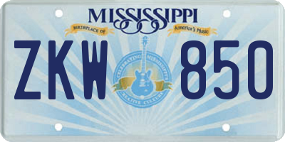 MS license plate ZKW850