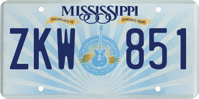 MS license plate ZKW851