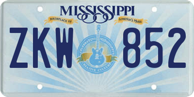 MS license plate ZKW852
