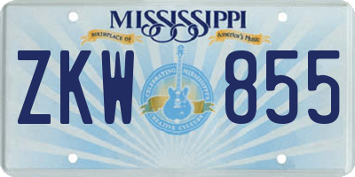 MS license plate ZKW855