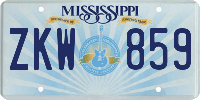 MS license plate ZKW859