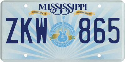 MS license plate ZKW865