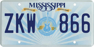 MS license plate ZKW866