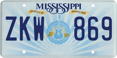 MS license plate ZKW869