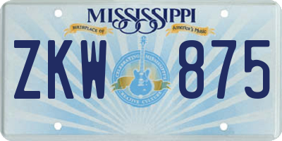 MS license plate ZKW875