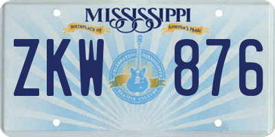 MS license plate ZKW876