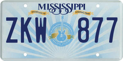 MS license plate ZKW877