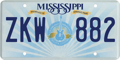 MS license plate ZKW882