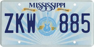 MS license plate ZKW885