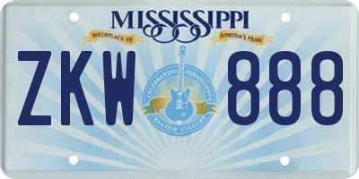 MS license plate ZKW888