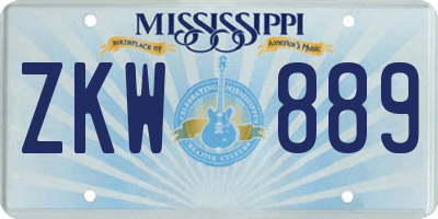 MS license plate ZKW889