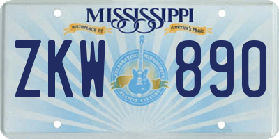 MS license plate ZKW890