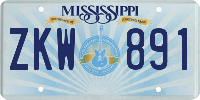 MS license plate ZKW891